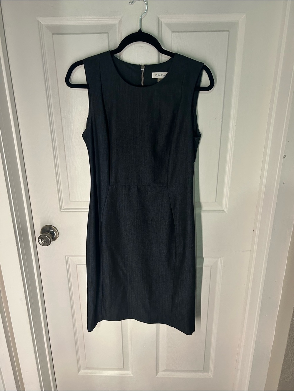 Calvin Klein Charcoal Sleeveless Sheath Midi Dress